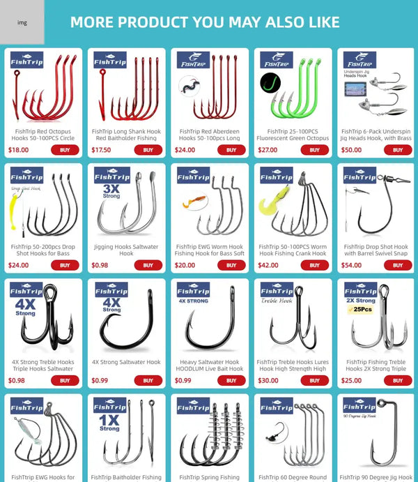 Fishing hook thumbnail grid with multiple hook styles displayed