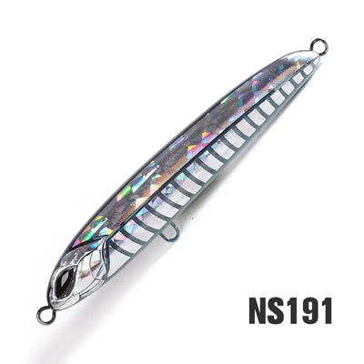 NOEBY pencil fishing lure NS191 dark black body with holographic pattern and treble hooks