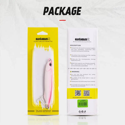 Hunthouse packaged metal pencil jig in clear blister on yellow and white backing