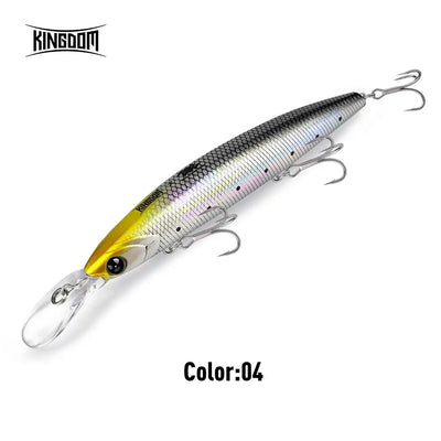 Sinking minnow lure in color 04, gold and silver shad pattern with black eye