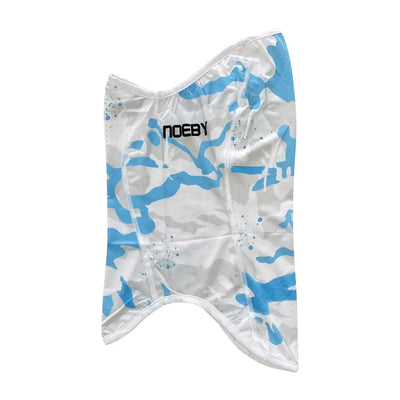 Blue camo face and neck gaiter shield with NOEBY logo