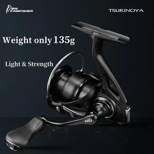 Black ultralight spinning fishing reel with spare spool and folding handle