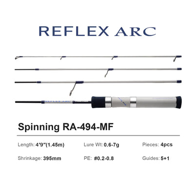 Reflex Arc spinning rod RA-494-MF, 0.6–7 g lure, full cork reel seat