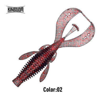 Soft shrimp fishing lure in red-brown glitter with gray base and white speckles, worm-style
