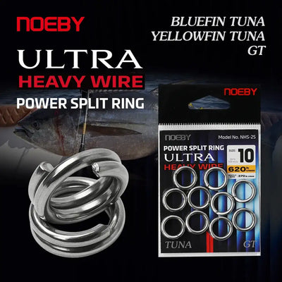 Stainless steel heavy wire power split rings, assorted sizes for Bluefin tuna and GT