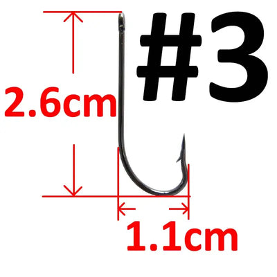 Black long-shank barbed fishhook, #3 size