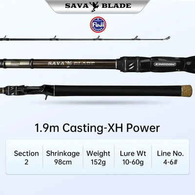 Kingdom Sava Blade Casting Fishing Rod | 2-Piece 30T Carbon