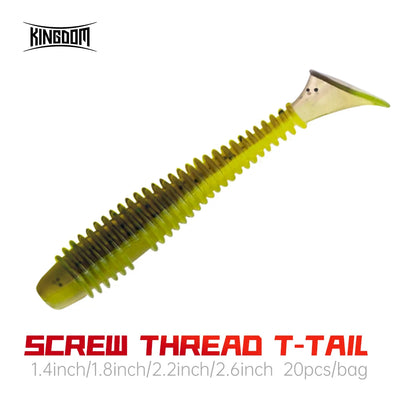 Olive and dark striped T-tail soft plastic fishing lure with green fin tail