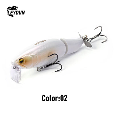 LEYDUN floating minnow lure, white body with silver fins and treble hooks