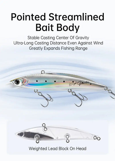 3-piece lipless fishing lure set; silver-blue body with black dots and treble hooks