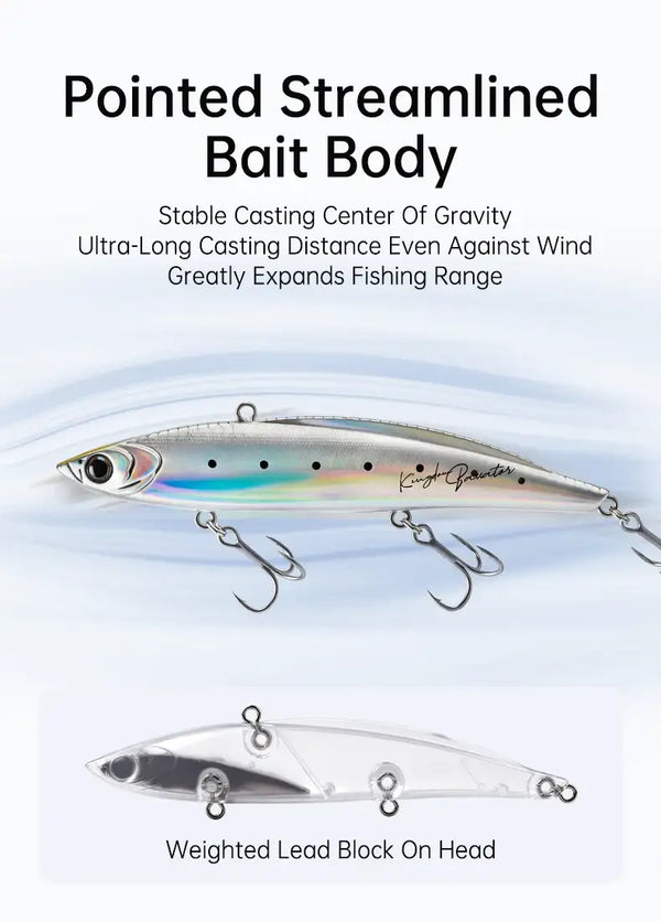3-piece lipless fishing lure set; silver-blue body with black dots and treble hooks