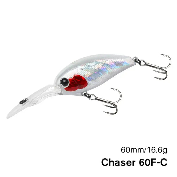 TSURINOYA crankbait fishing lure, silver with red belly and treble hooks