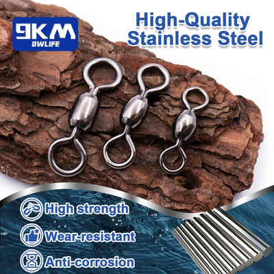 9KM DWLIFE Crane Barrel Swivel – Black Nickel SUS304 | Size #10 to #1 | 13–44kg | 50–200pc