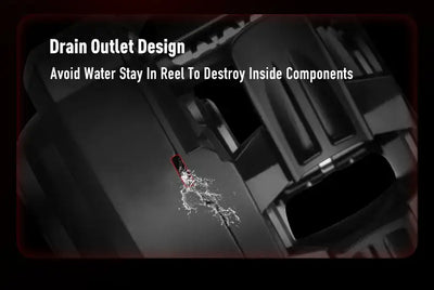 Baitcasting reel with drain outlet design to keep water out of internal parts