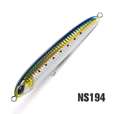 NOEBY pencil fishing lure NS194 dark blue and gold accents with treble hooks
