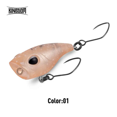 Floating fishing lure, light peach body with black eye and two treble hooks