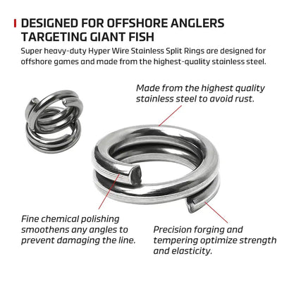 Stainless steel power split ring pair, forged design and chemical-polished surface
