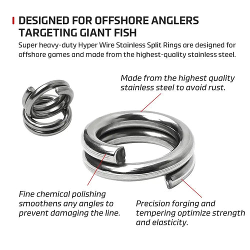 Stainless steel power split ring pair, forged design and chemical-polished surface