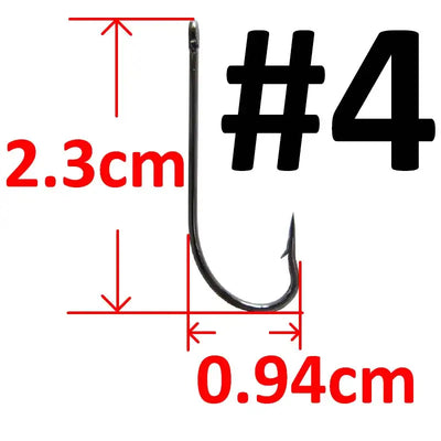 Black long-shank barbed fishhook, #4 size
