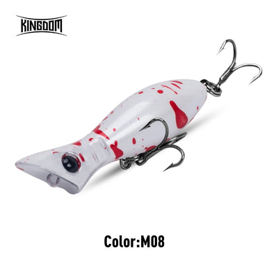 Fishing minnow lure in white with red spots, 2 treble hooks