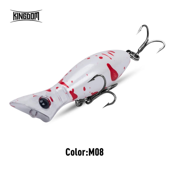Fishing minnow lure in white with red spots, 2 treble hooks