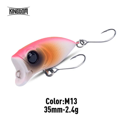 Fishing lure, pink-white 35mm 2.4g with two treble hooks and black eye