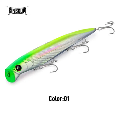 Floating minnow fishing lure, lime green and silver body with treble hooks (Color 01)