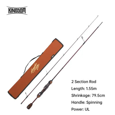 Brown flannel rod case and 2-section micro fishing rod, spinning handle, compact 79.5cm