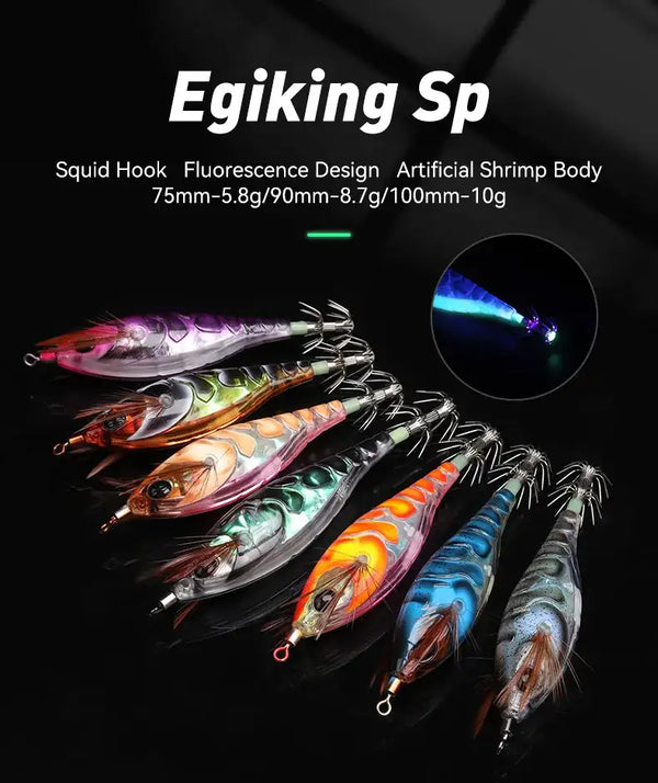 Artificial squid jigs set, multicolor bodies with silver tentacle hooks