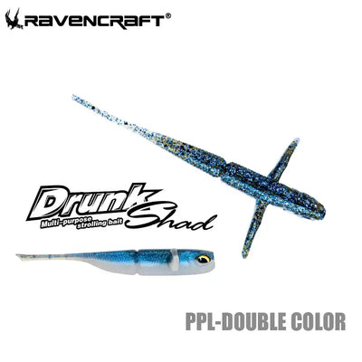 Ravencraft drunk shad soft shakier blue and white glittery plastic fishing lure with realistic fish design slow sinking