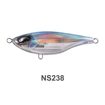 Hard fishing lure, blue-teal back with silver sides and lifelike eye