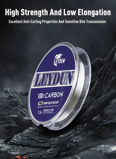 Carbon line spool with blue 100% carbon label for 1.5 line leader