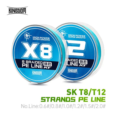 Blue braided PE fishing line spool, 8 strands, 150 m