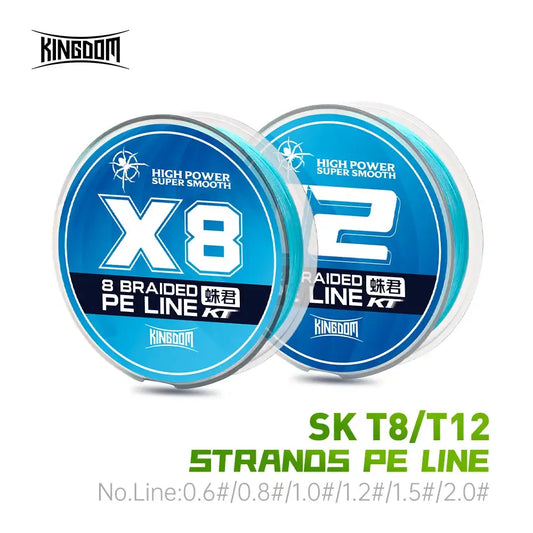 Blue braided PE fishing line spool, 8 strands, 150 m