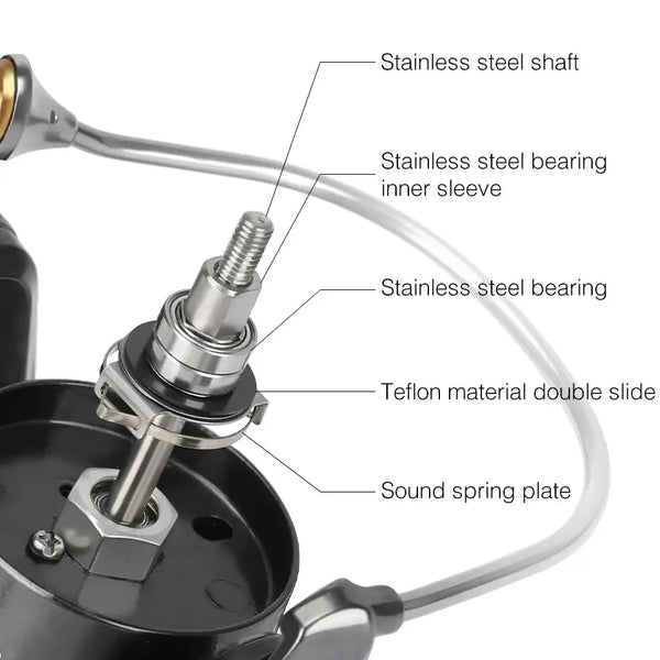 Spinning reel handle and shaft assembly with stainless steel bearings