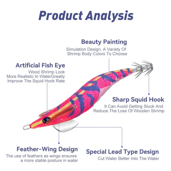 Multicolor squid hook jig lure with detailed artificial eye and silver tentacle hooks