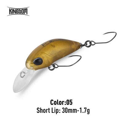Hard plastic minnow crankbait, Color05 gold with short lip and treble hooks