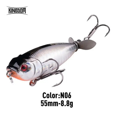 Topwater trolling pencil lure, silver-white with red eye, 55mm, 8.8g