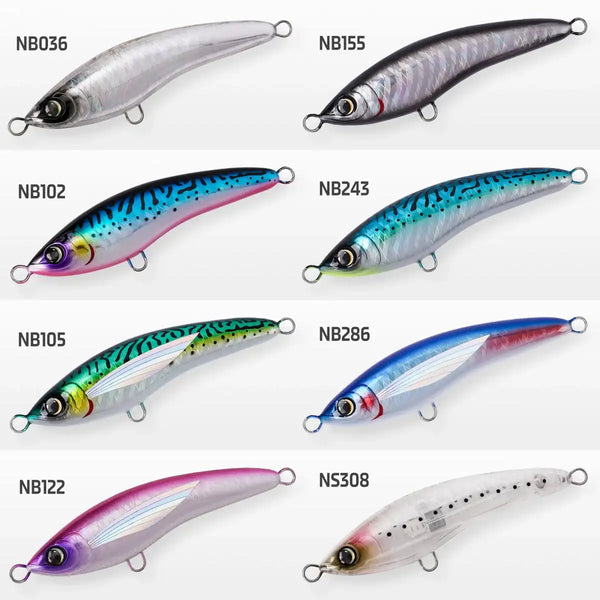 Set of floating stickbait lures in multiple color options, 150mm long casting size