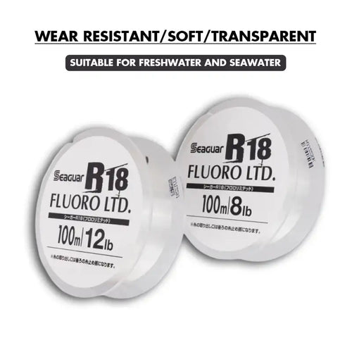 Seaguar R18 Fluoro LTD fluorocarbon line spools, transparent line, 100m 8lb