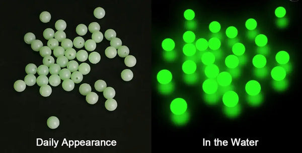 Fishing leader rig with luminous green beads and steel wire balance tandem hooks