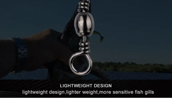 Fishing swivel snap clip with coiled rolling bearing connector for hooks