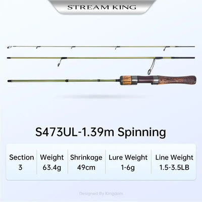 Ultralight spinning fishing rod, 1.39m, carbon casting lure rod with cork handle