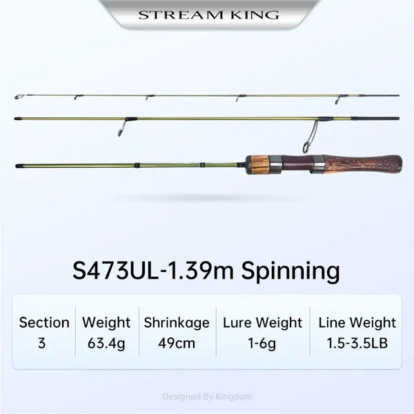 Ultralight spinning fishing rod, 1.39m, carbon casting lure rod with cork handle