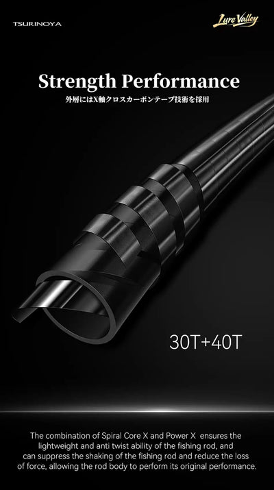 Packable 5-section carbon fishing rod, black handle and sections, 30T+40T