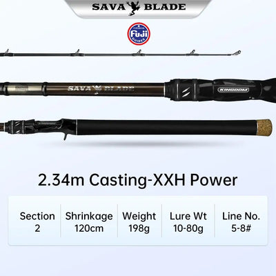 Kingdom Sava Blade Casting Fishing Rod | 2-Piece 30T Carbon