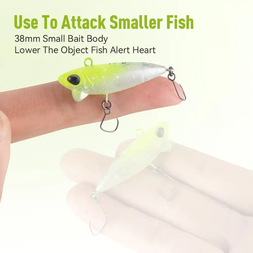 Neon green and clear crank-style fishing lure with lip and single hook