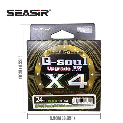 SEASIR G-soul Upgrade PE braided fishing line, 100m, 24 lb, x4.