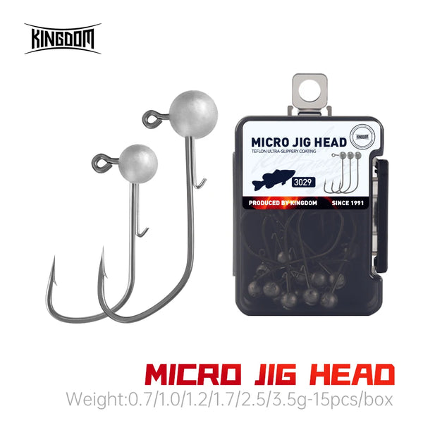 Micro jig head hooks with round ball weights, carbon steel, silver, two hooks shown