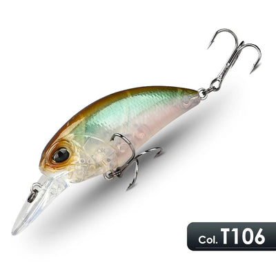 MEREDITH JERK floating crankbait, translucent shad pattern with green back, 2 treble hooks